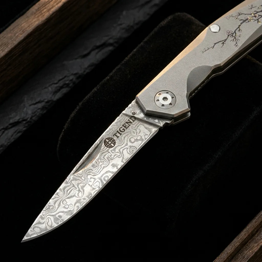 Damascus Folding Knife Damas EDC Collectible Gift - 5636