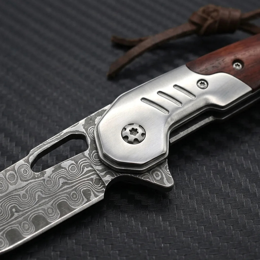 Damascus Folding Knife LUOKE EDC Collectible Gift - 6036