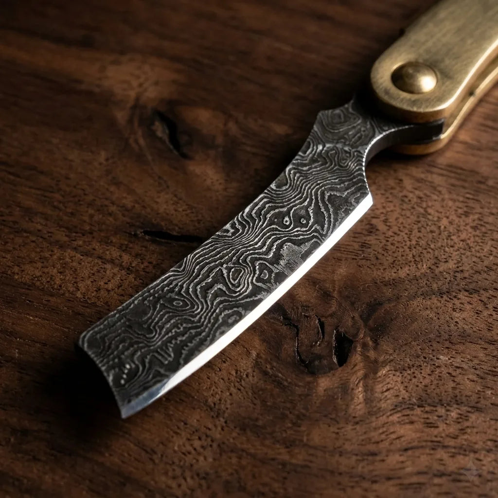 Damascus Folding Knife Mini EDC Collectible Gift - 4967