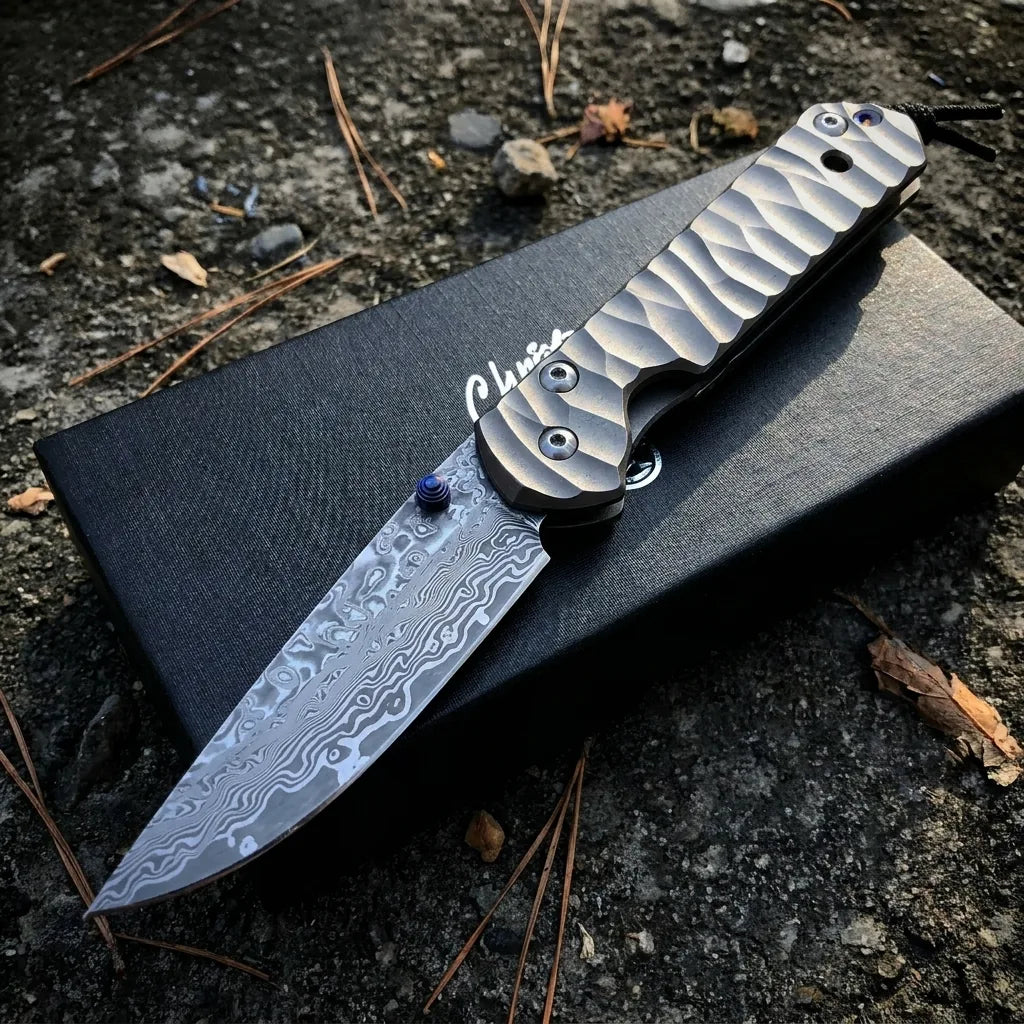 Damascus Folding Knife Chris EDC Collectible Gift - 4863