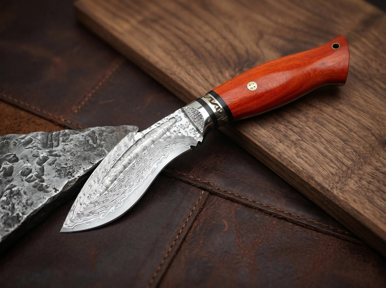 Damascus VG10 Fixed Blade Knife Outdoor EDC Tengu - 4132