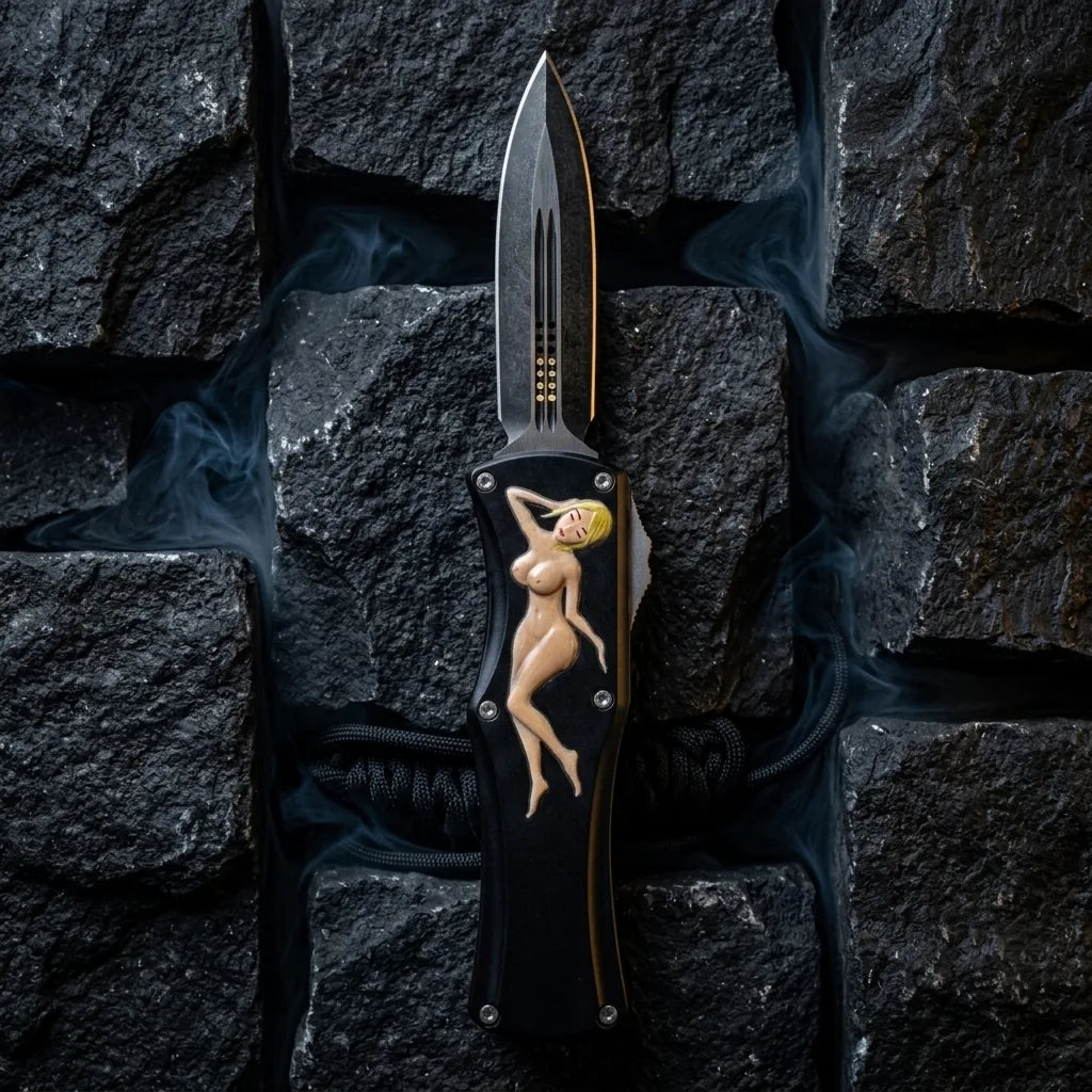Spring Automatic Knife Naked Girl Pocket Spring Steel - 6113