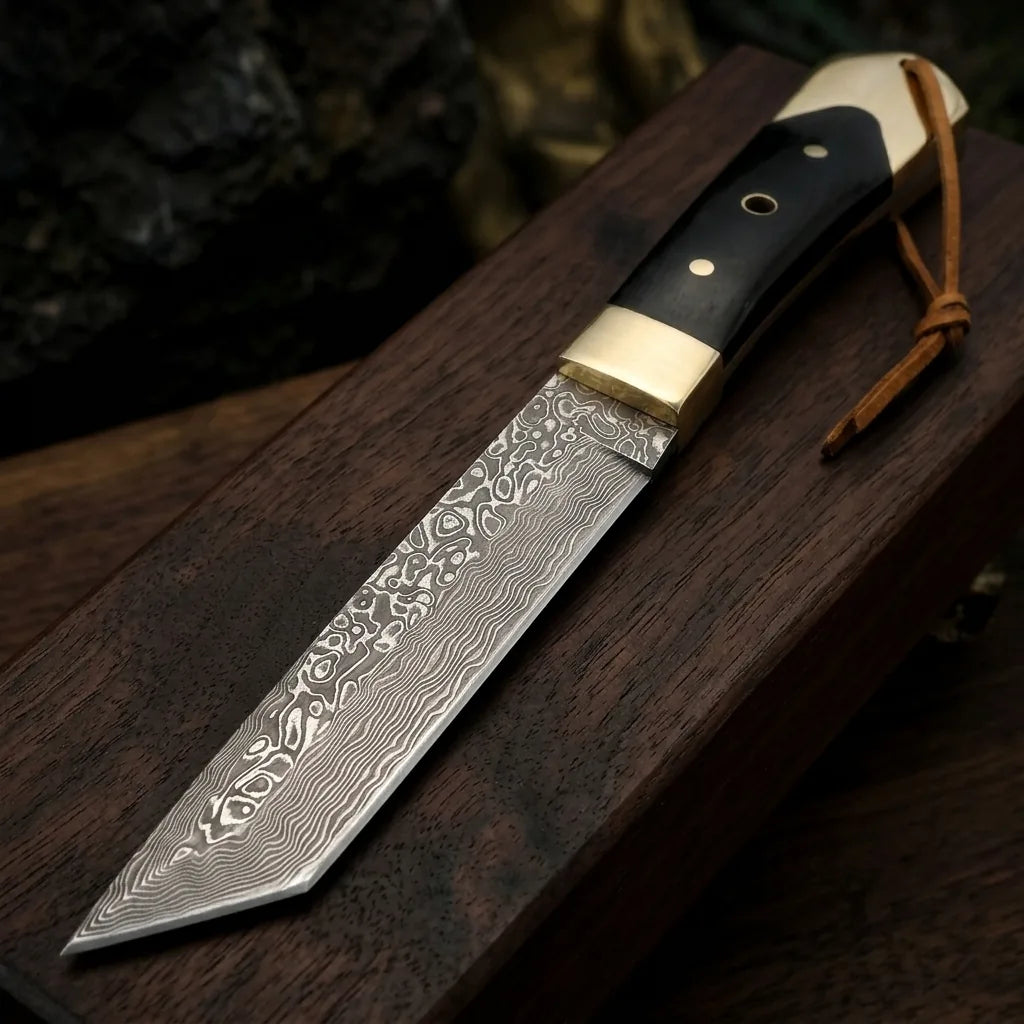 Damascus Straight Knife Upgr Collectible Fixed Blade - 5550