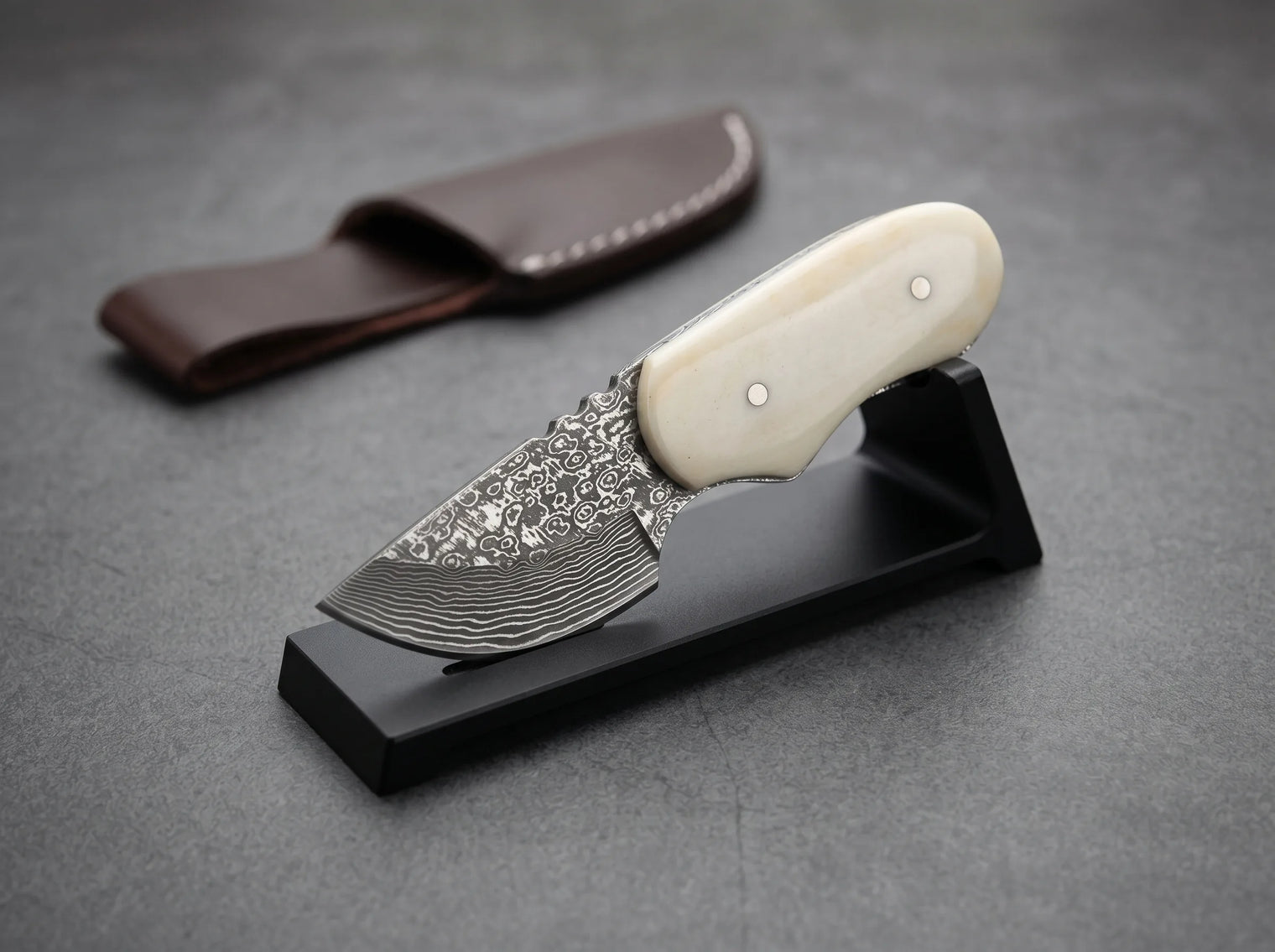 Damascus Mini Tactical Dagger Bone Handle Outdoor - 3760