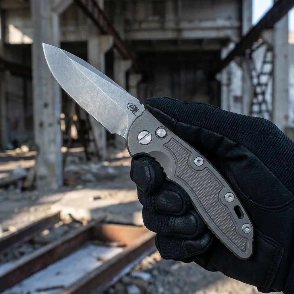 OTF Stiletto Knife XM18 侧跳 钛合金折叠刀 Pocket Spring Steel - 6101