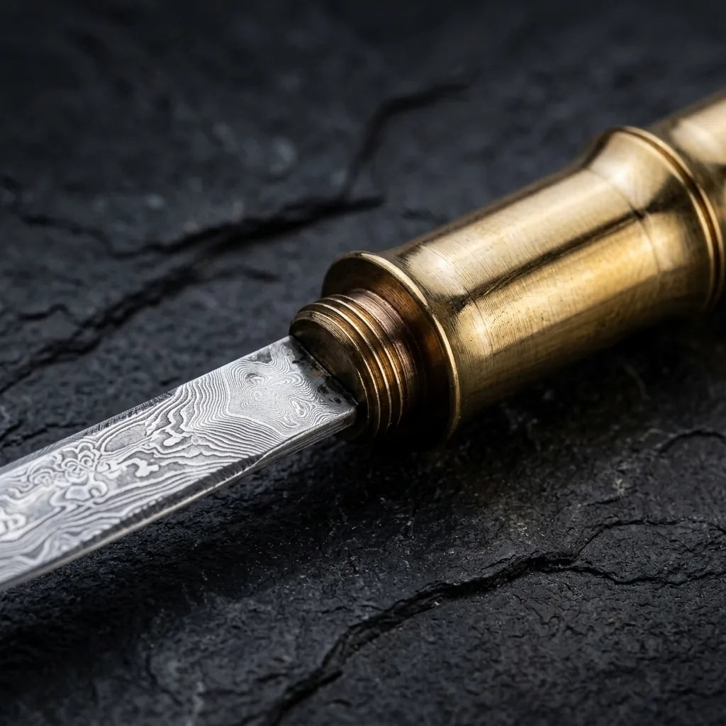 Damascus Straight Knife Laun Collectible Fixed Blade - 5740