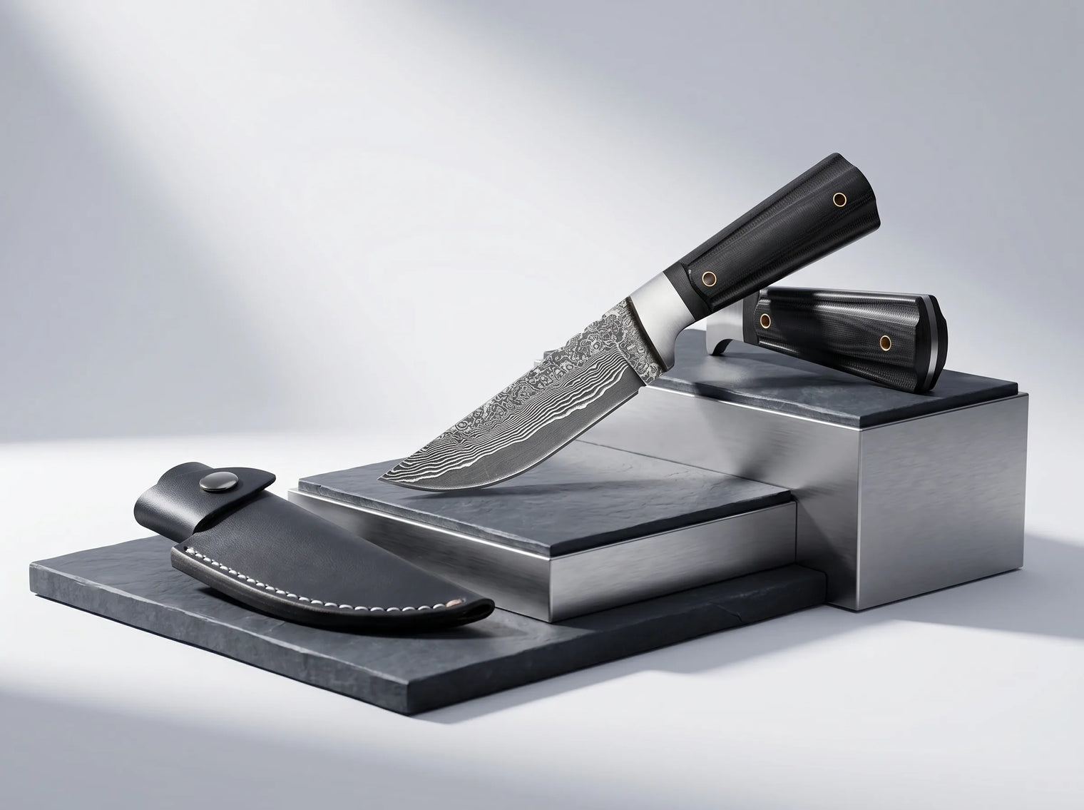 Damascus Outdoor Camping Knife Ebony EDC Blade - 2821
