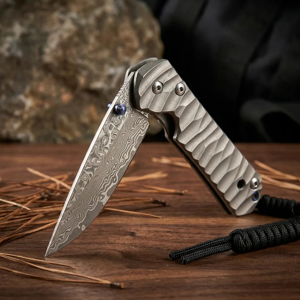 Damascus Folding Knife Chris EDC Collectible Gift - 4863
