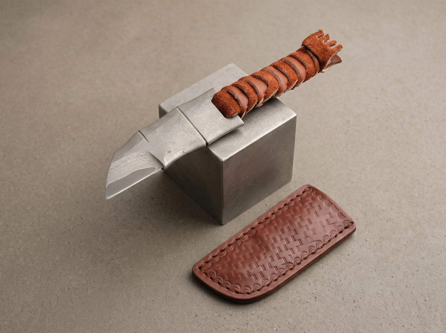 Damascus Outdoor Knife Camping EDC Hand Forged Blade - 1995