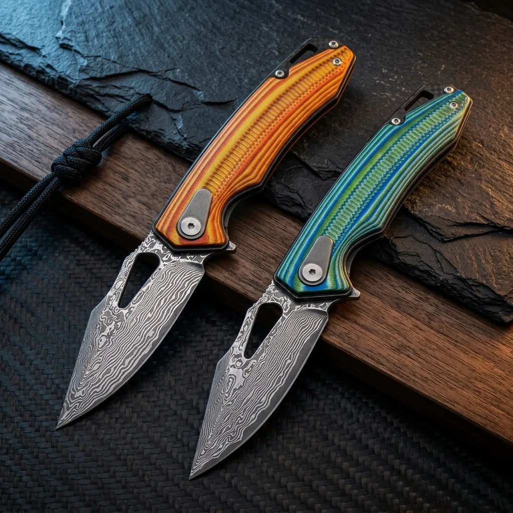 Damascus Folding Knife Damas EDC Collectible Gift - 5937