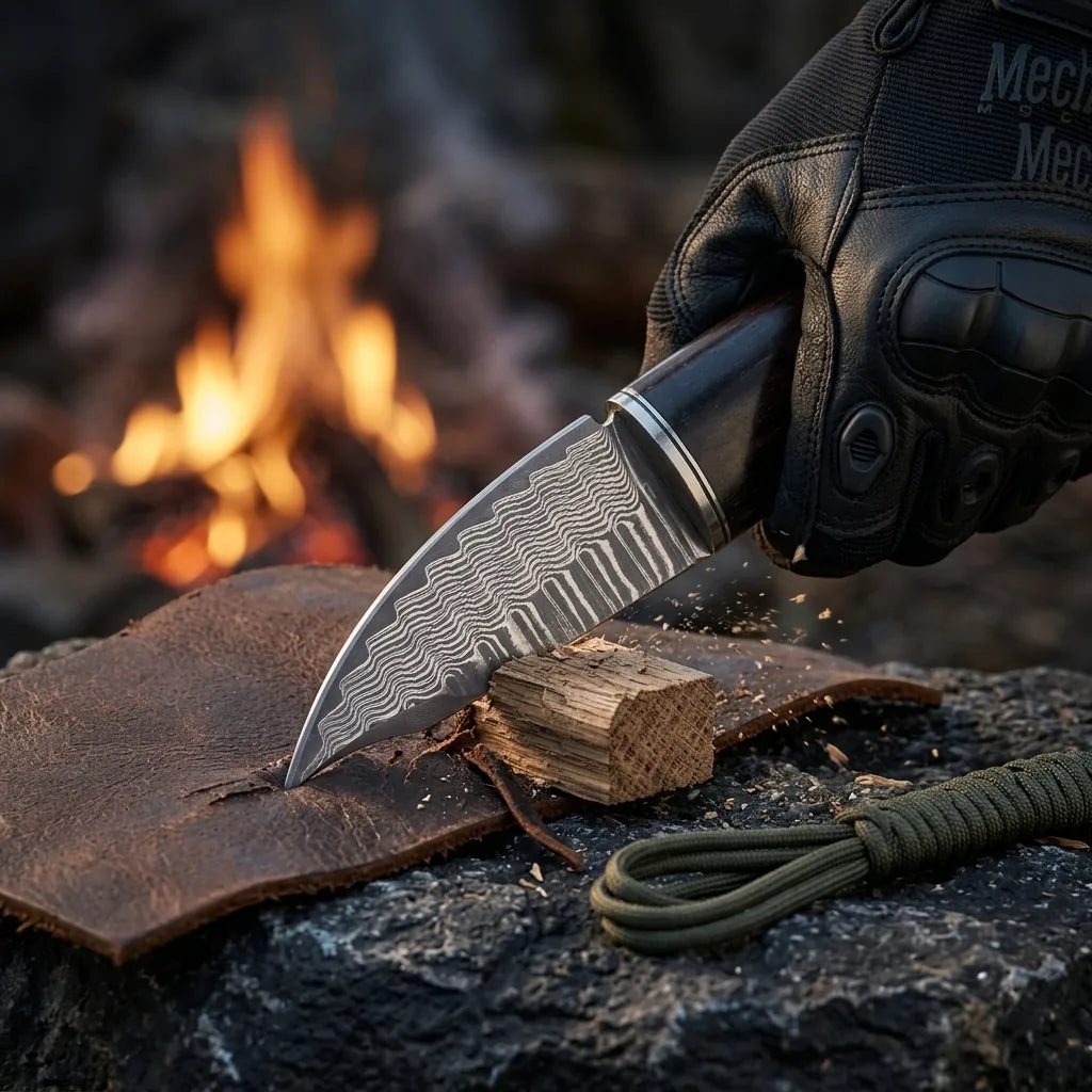 Damascus Straight Knife V G1 Collectible Fixed Blade - 5776