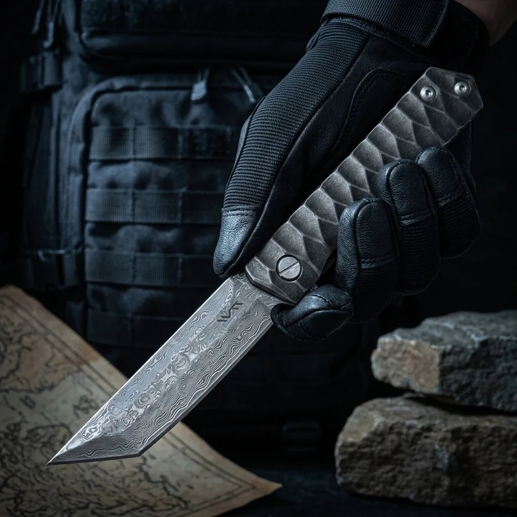 Damascus Folding Knife Sure Kill EDC Collectible Gift - 6798