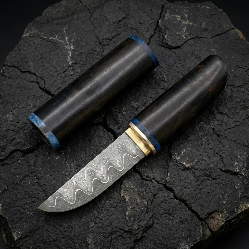 Damascus Straight Knife Purp Collectible Fixed Blade - 5800
