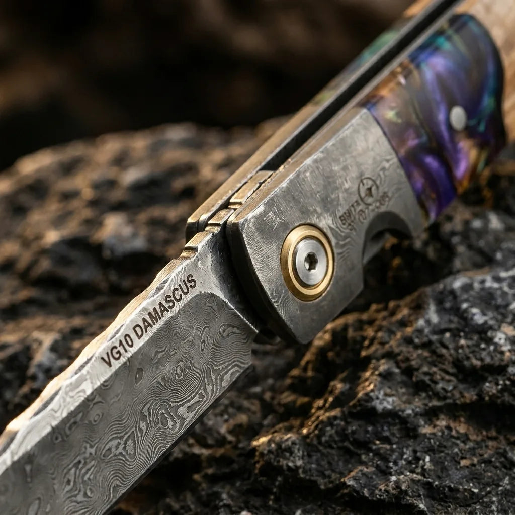 Damascus Folding Knife Xiush EDC Collectible Gift - 6188