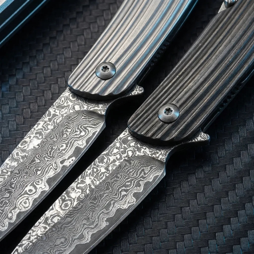 Damascus Folding Knife New E EDC Collectible Gift - 5034
