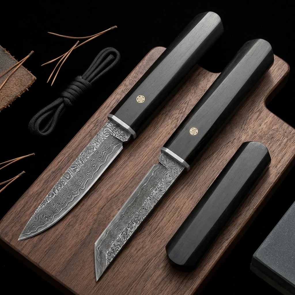 Damascus Straight Knife Da M Collectible Fixed Blade - 5678