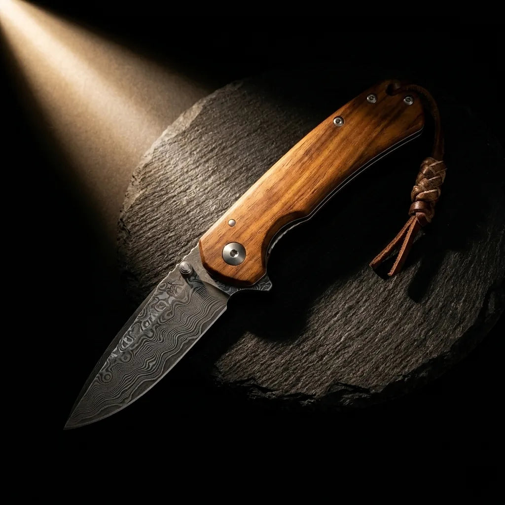 Damascus Folding Knife Damas EDC Collectible Gift - 5436