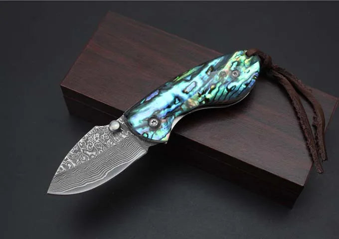 Damascus Folding Knife Damas EDC Collectible Gift - 3759