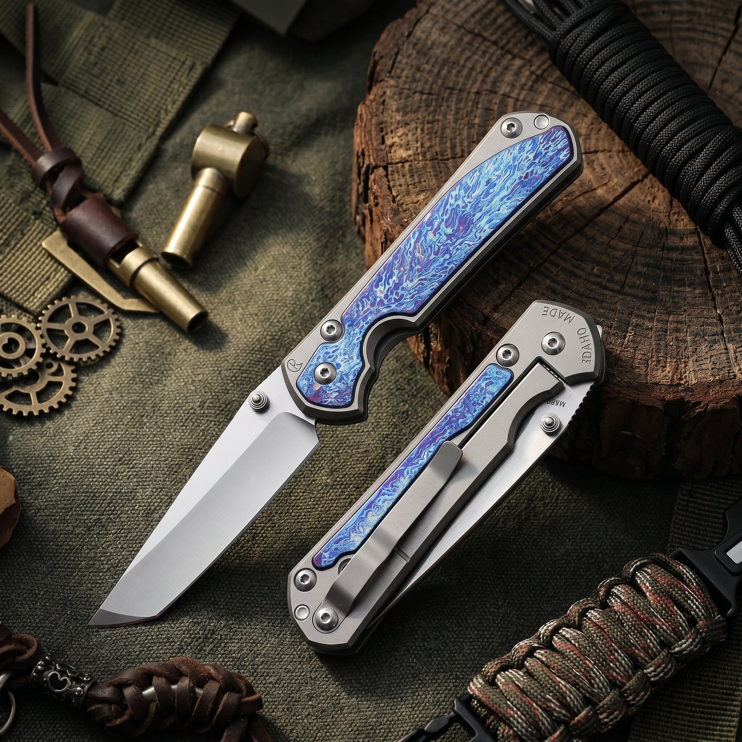 Damascus Outdoor Fixed Blade Knife [Christoph Xiao Sha] Lightning Storm / Export Custom Edition 6870 Outdoor Camping EDC Handcrafted Knife Collection Gift Display-Grade Artfully Forged Gift Item
