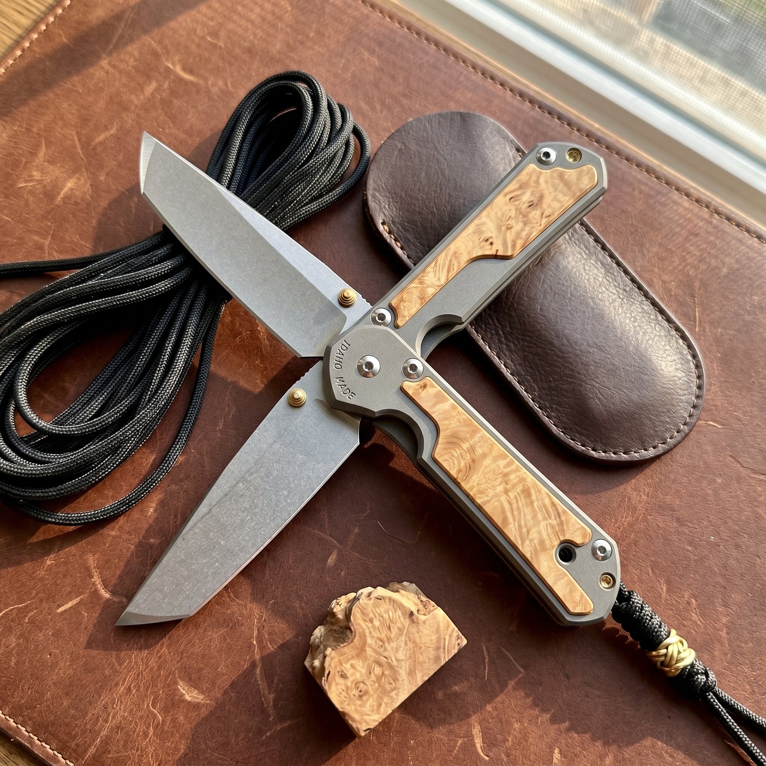 Damascus Outdoor Fixed Blade Chris Reeve - Damascus [Sebenza 31 Magnacut 6694] Outdoor Camping EDC Handcrafted Knife Collection Gift Display