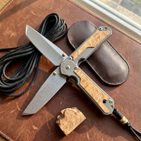 Damascus Outdoor Fixed Blade Chris Reeve - Damascus [Sebenza 31 Magnacut 6694] Outdoor Camping EDC Handcrafted Knife Collection Gift Display