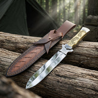 Damascus Outdoor Fixed-Blade “Sword Slave” Tactical Knife 6901 – Outdoor Camping, EDC, Handcrafted Knife, Collectible, Gift, Display, Forged Artwork, Outdoor Handcrafted Collectible