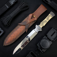 Damascus Outdoor Fixed-Blade “Sword Slave” Tactical Knife 6901 – Outdoor Camping, EDC, Handcrafted Knife, Collectible, Gift, Display, Forged Artwork, Outdoor Handcrafted Collectible
