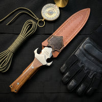 Damascus Outdoor Fixed Blade “The Arbiter” Tactical Knife 6881 – Outdoor Camping EDC Handcrafted Knife, Collector's Item, Gift, Display Piece, Artfully Forged Gift Edition, Outdoor Handcrafted
