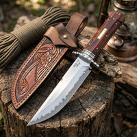 Damascus Outdoor Fixed Blade “Nebula · Dog Bone” 6167 Outdoor Camping EDC Handcrafted Knife—Collectible Gift, Display Piece, Artfully Forged Gift Edition Outdoor Handcrafted Knife