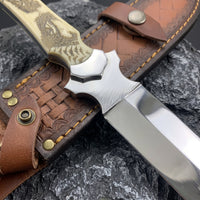 Damascus Outdoor Fixed-Blade “Sword Slave” Tactical Knife 6901 – Outdoor Camping, EDC, Handcrafted Knife, Collectible, Gift, Display, Forged Artwork, Outdoor Handcrafted Collectible