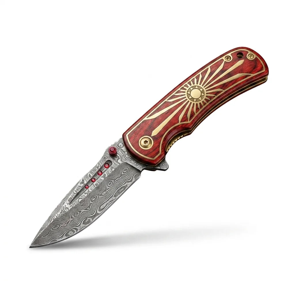 Damascus Folding Knife Damas EDC Collectible Gift - 1924