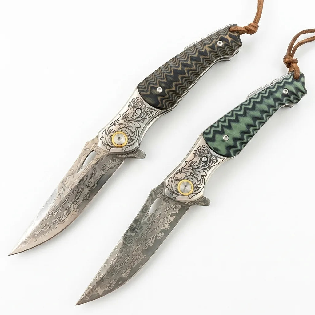 Damascus EDC Folder Golden Eagle EDC Collectible Gift - 7065