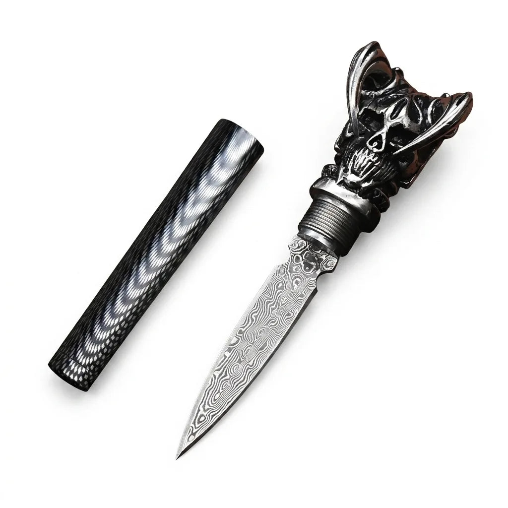 Damascus Straight Knife Stee Collectible Fixed Blade - 5235