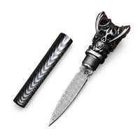Damascus Straight Knife Stee Collectible Fixed Blade - 5235