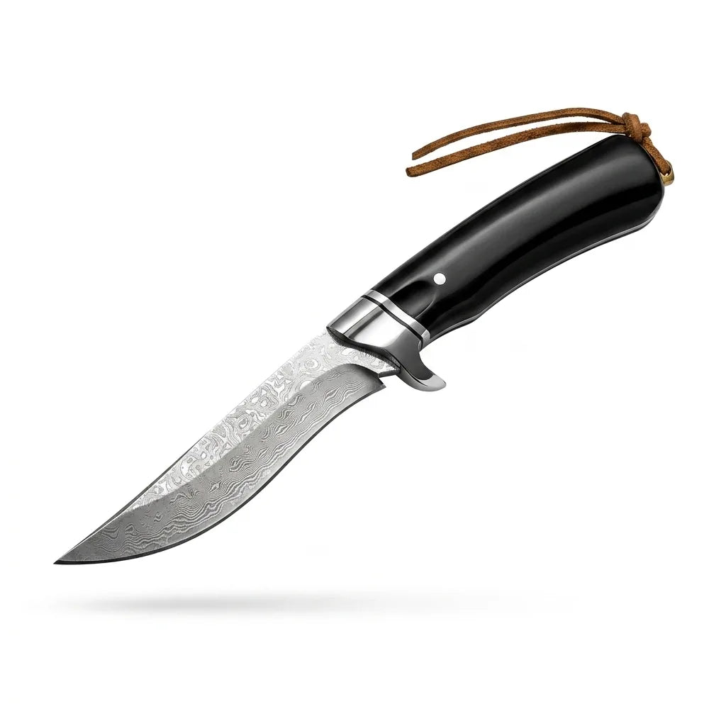 Damascus Fixed Blade Black Bear Camping Fixed Knife - 5596