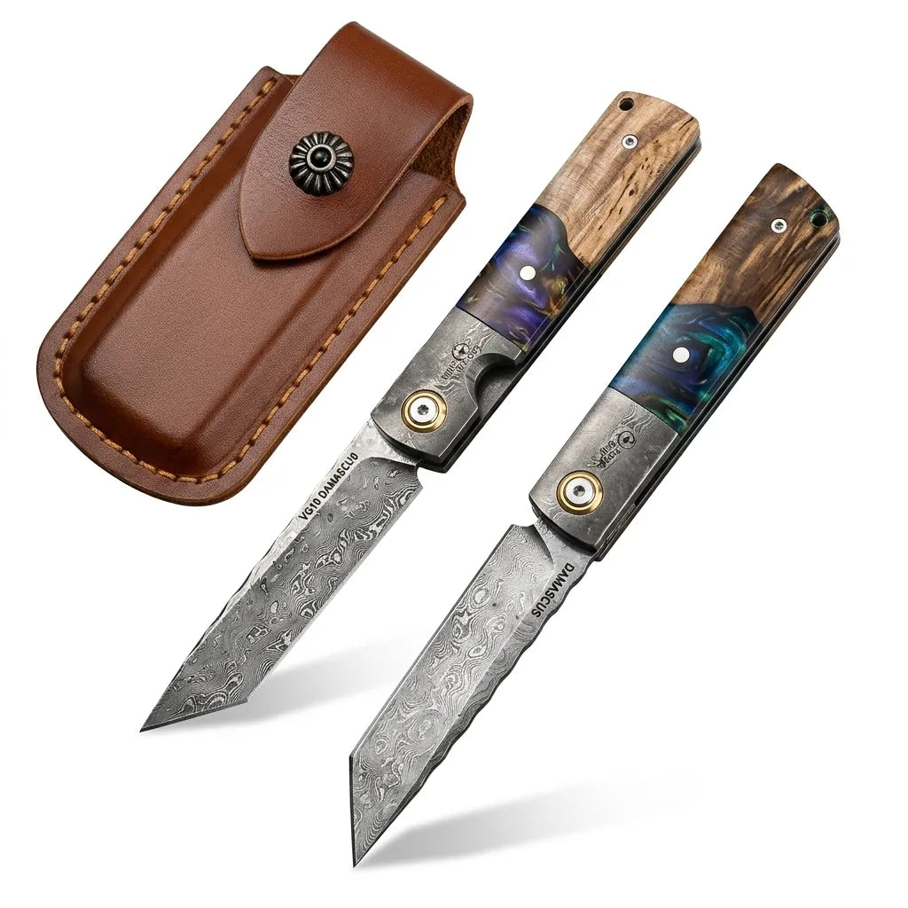 Damascus Folding Knife Xiush EDC Collectible Gift - 6188