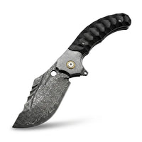 Damascus Folding Knife Fat T EDC Collectible Gift - 7115