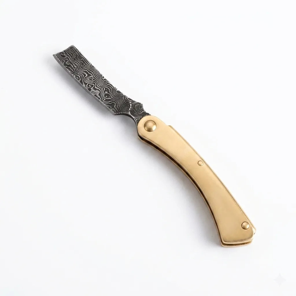 Damascus Folding Knife Mini  EDC Collectible Gift - 4967