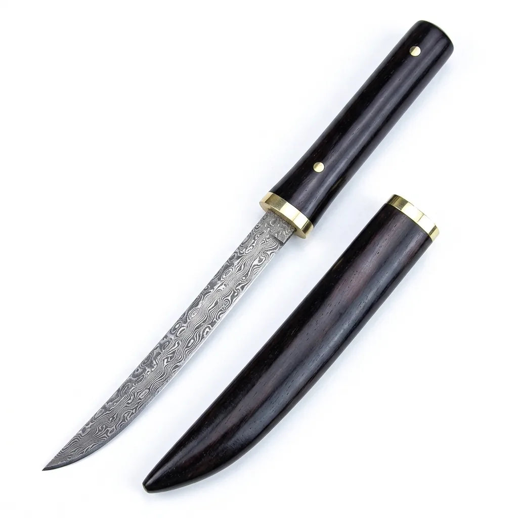 Damascus Straight Knife Mini Collectible Fixed Blade - 5539