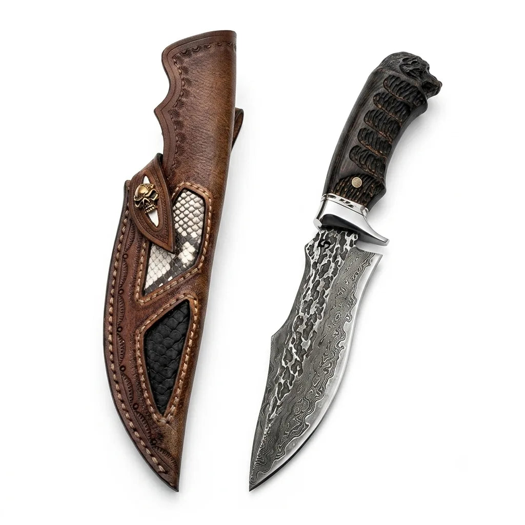 Damascus Straight Knife BLAC Collectible Fixed Blade - 5346