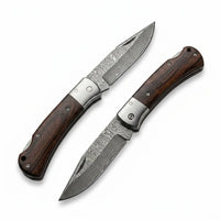 Damascus Folding Knife Leech EDC Collectible Gift - 5322
