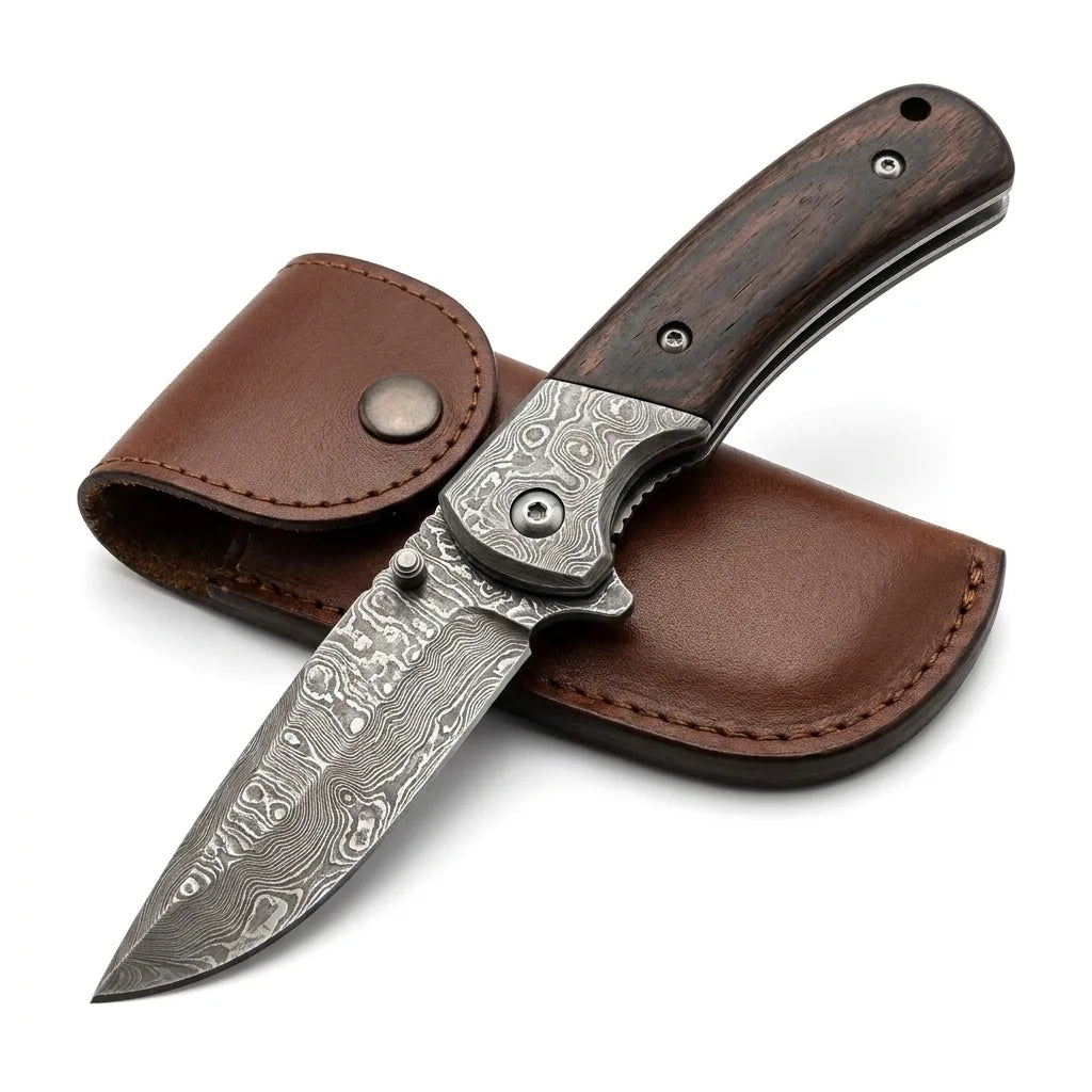Damascus Folding Knife KJ-03 EDC Collectible Gift - 4297