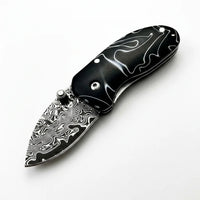 Damascus Folding Knife Littl EDC Collectible Gift - 5916