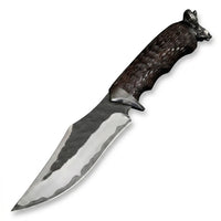 Damascus Fixed Blade Black Goat Camping Fixed Knife - 5622