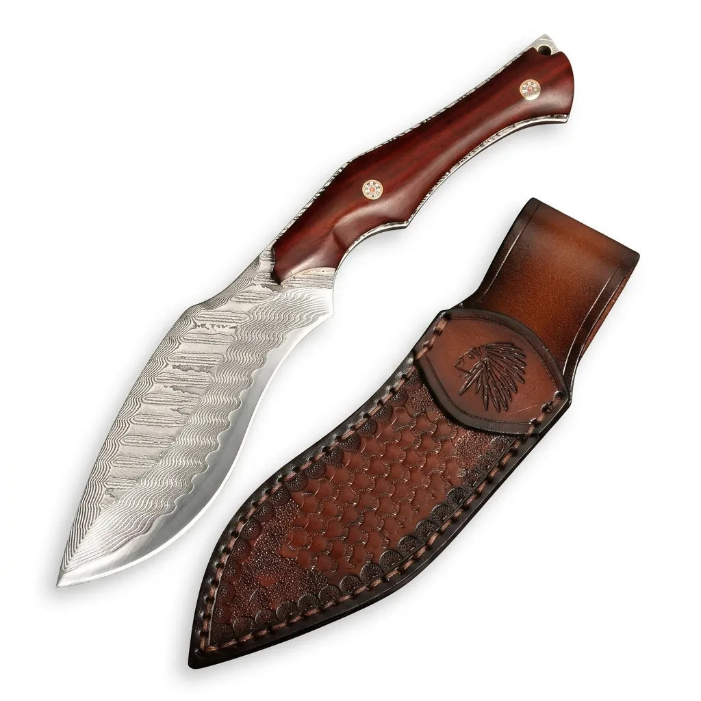 Damascus Straight Knife Wuzu Collectible Fixed Blade - 5311