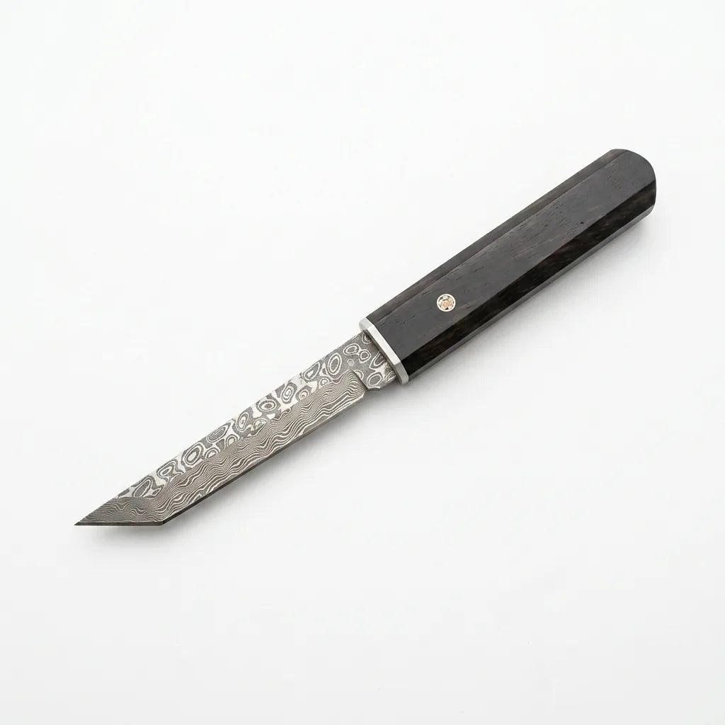 Damascus Straight Knife Kend Collectible Fixed Blade - 5594