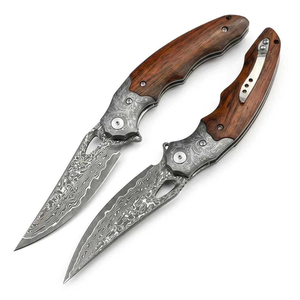 Damascus Folding Knife Spiri EDC Collectible Gift - 7103