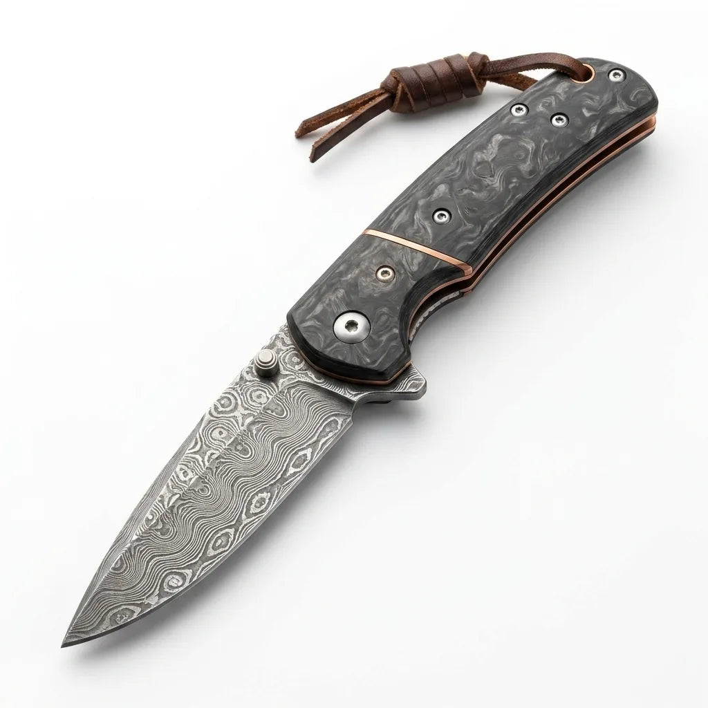 Damascus Folding Knife Night EDC Collectible Gift - 6175
