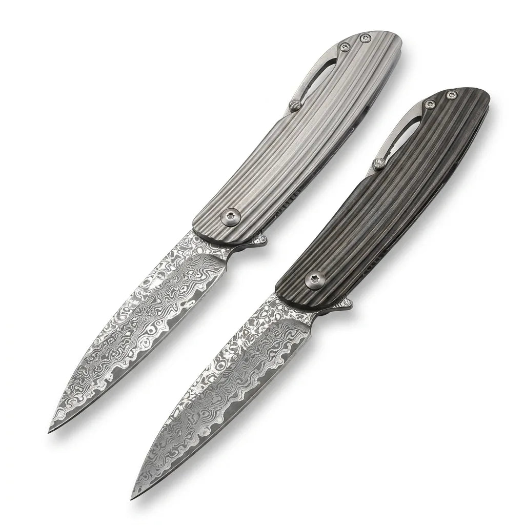 Damascus Folding Knife New E EDC Collectible Gift - 5034