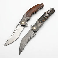 Damascus Folding Knife Poiso EDC Collectible Gift - 6932